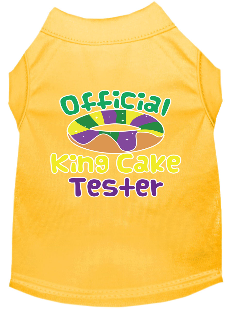 King Cake Taster Screen Print Mardi Gras Dog Shirt Yellow Sm